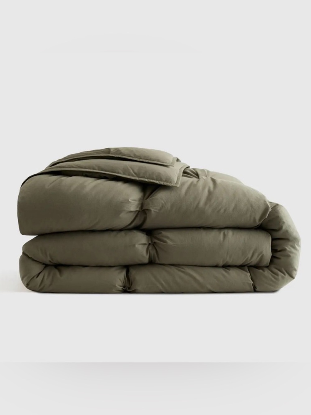 Quince Organic Cotton Pintuck Twin Comforter in Dusty Olive